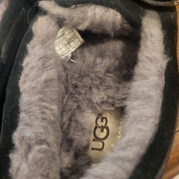 Ugg Dakota Stargirl Slipper Bow Black Suede Slip On Comfort Cozy Sherpa Size 6 - Picture 4 of 7